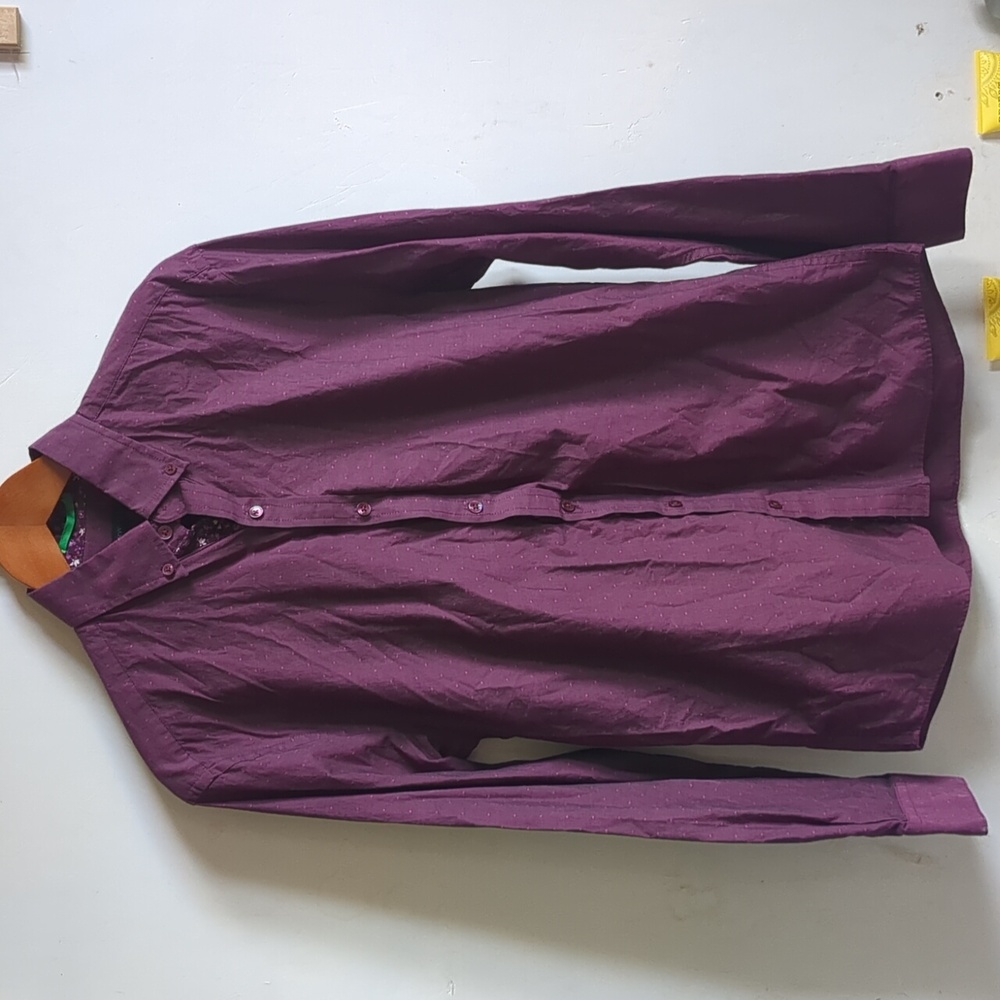 RW&Co shirt button down long sleeve Purple cotton shirt small